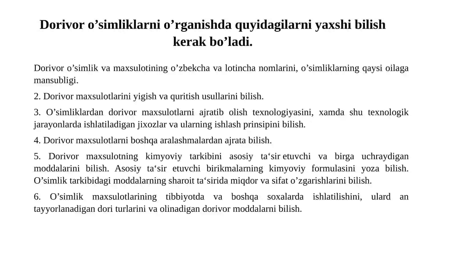 Fitopreparatlar texnologiyasi fani, o‘rganish obyekti va usullari. Fitopreparatlar tasnifi va ularning tavsifi 4