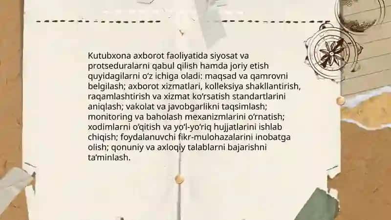 Kutubxona axborot faoliyatini boshqarishda qabul qilish va amalga oshirish 4