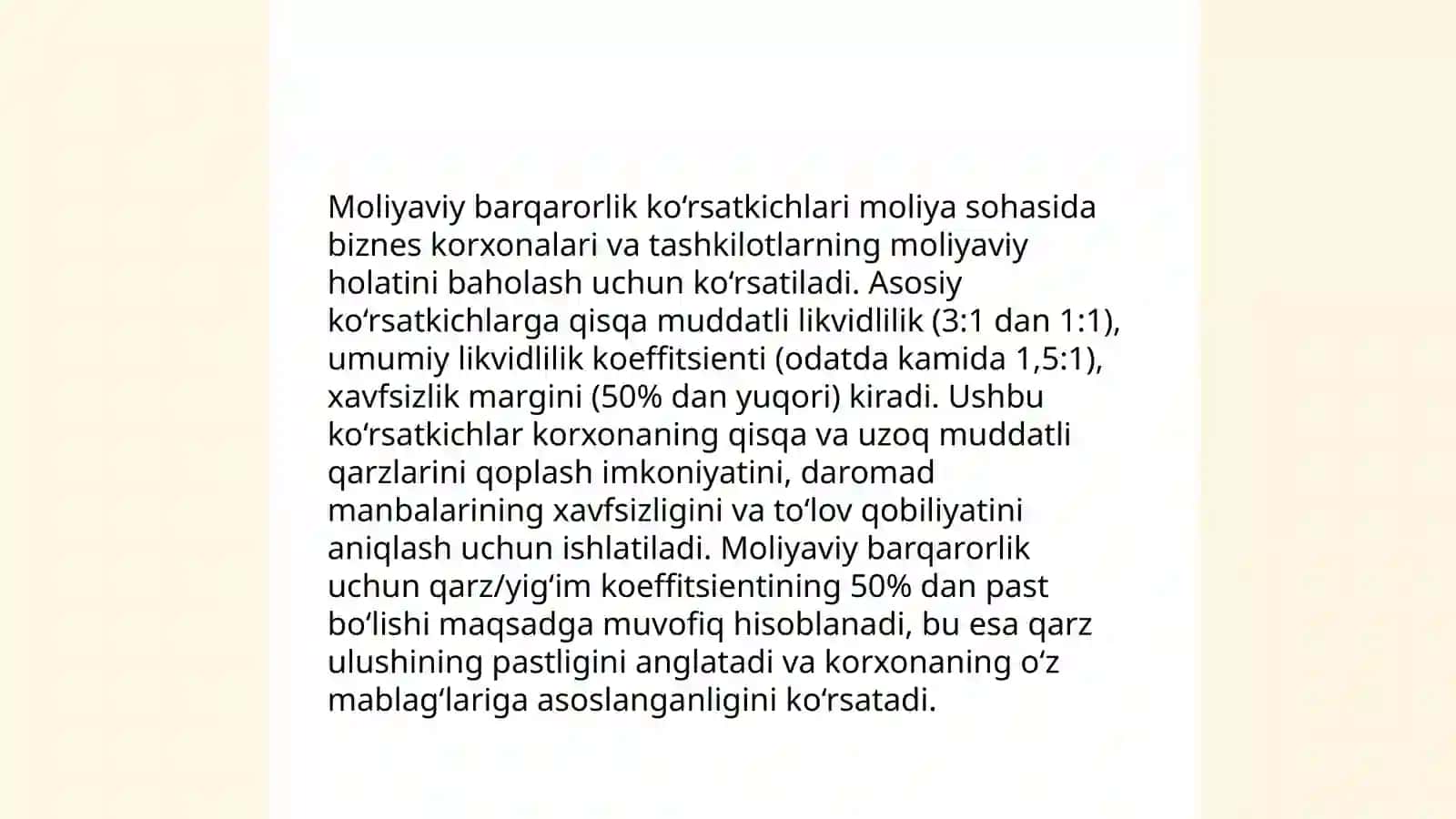 Korxonalarda inqiroz holatlarini baholovchi moliyaviy ko‘rsatkichlar 4