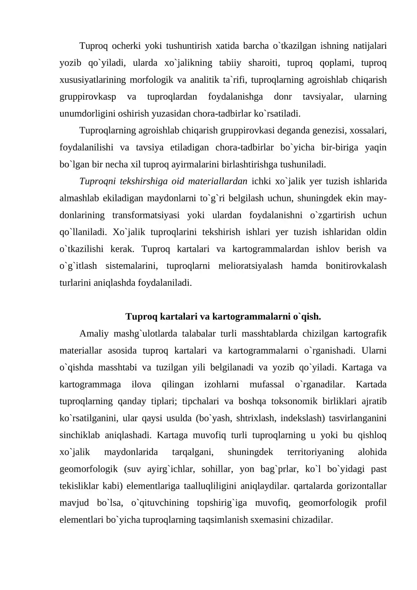 Tuproq xaritalarini o`qishni va undan foydalanishni o`rganish 4