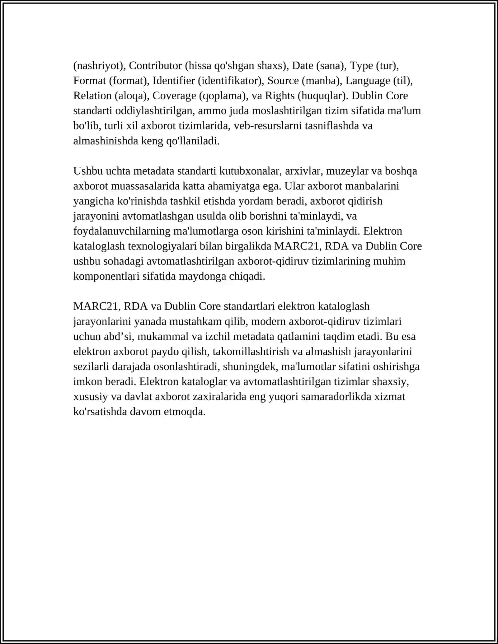 ELEKTRON KATALOGLASH TEXNOLOGIYALARI VA AVTOMATLASHTIRILGAN AXBOROT-QIDIRUV TIZIMLARI 4