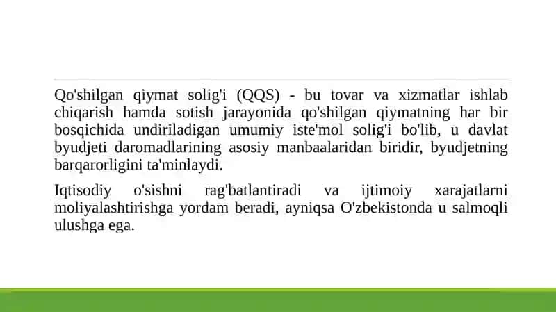 Qo’shilgan qiymat solig’ining iqtisodiy mohiyati va davlat byudjeti daromadlarini shakllantirishdagi ahamiyati 4