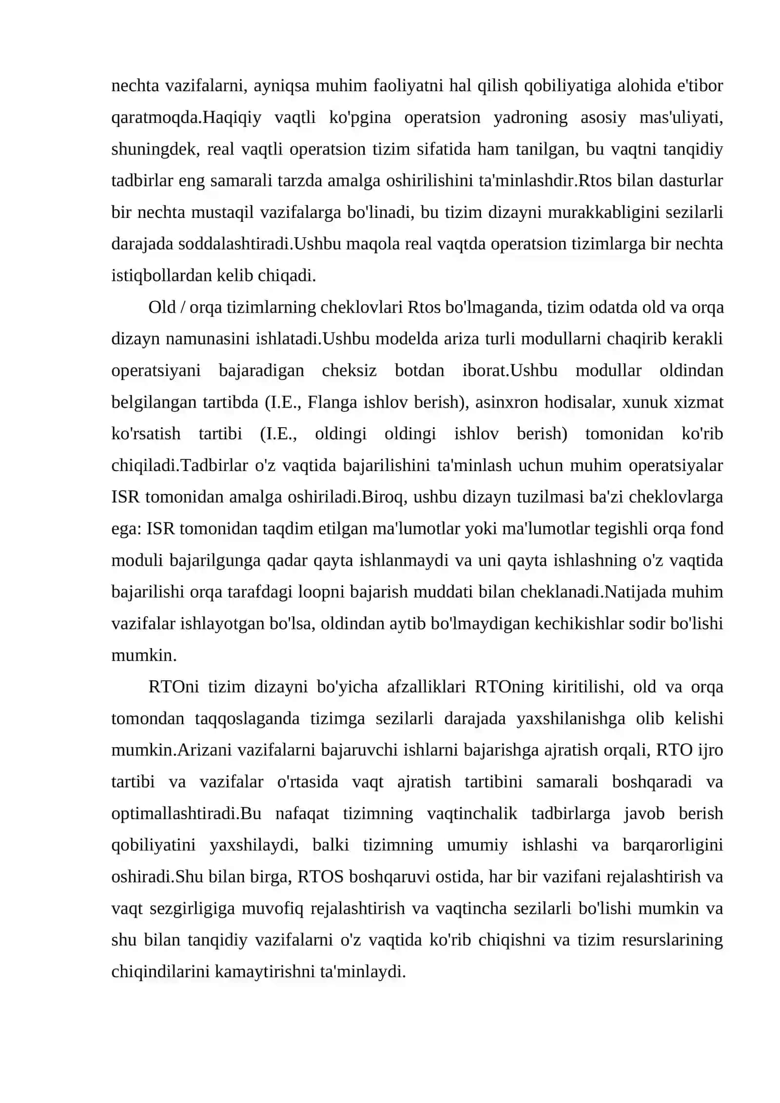 REAL VAQT TIZIMLARI (RTOS)VA ULARNING O'RNATILGAN TIZIMLARDAGI RO’LI 4