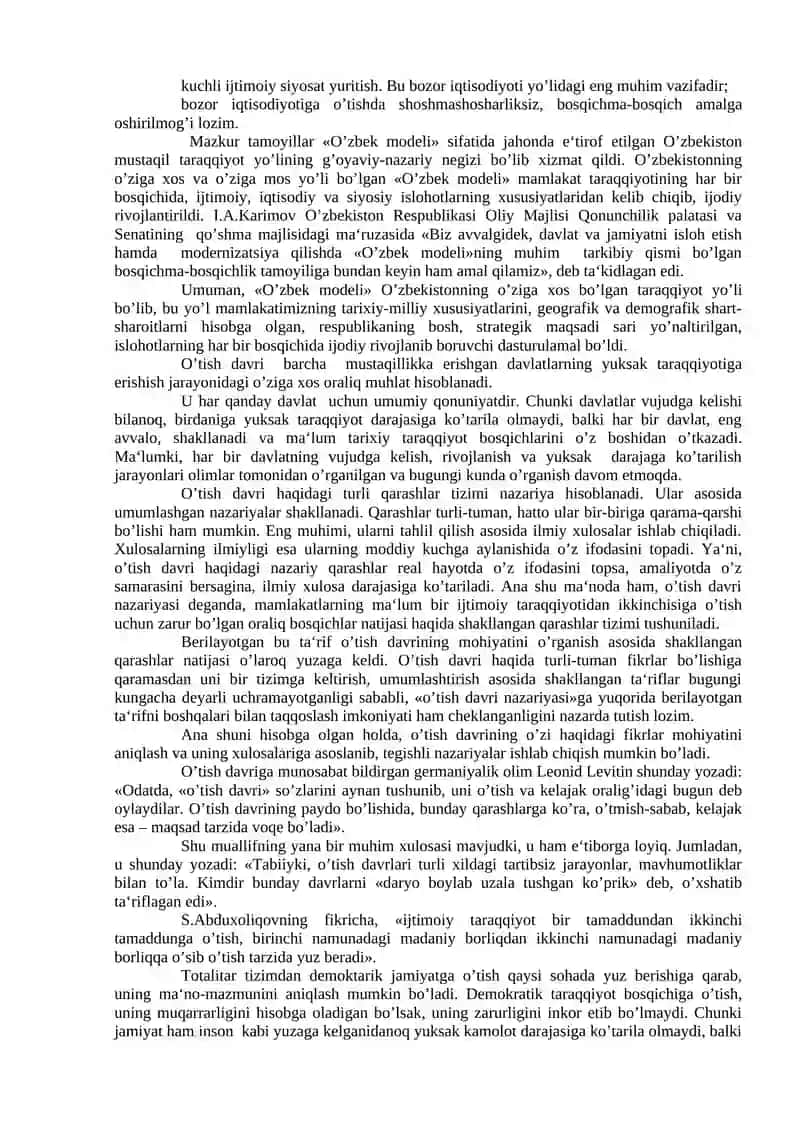 O‘ZBEKISTONDA DEMOKRATIK, FUQAROLIK JAMIYATI ASOSLARINING SHAKLLANISHI, AMALGA OSHIRILGAN SIYOSIY ISLOHOTLAR 4