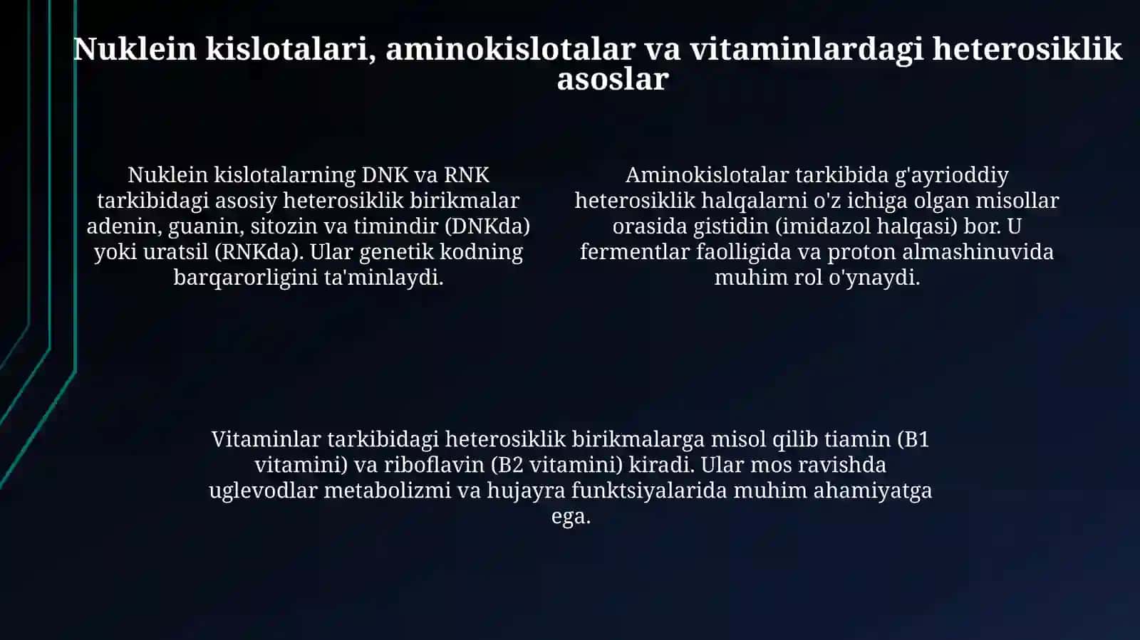 Geterosiklik birikmalar tirik organizm hayot faoliyatida orni 4