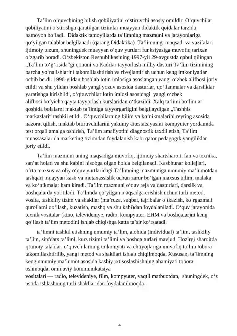 Boshlang`ich ta'limda o`qitish shakllari, tamoyillari va qoidalari 4