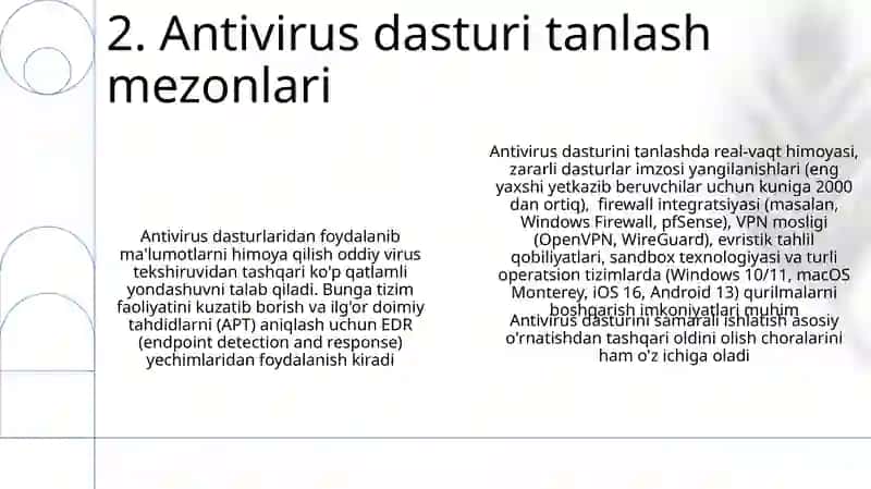 Antivirus dasturlar va ulardan axborotlarni ximoya qilish 4