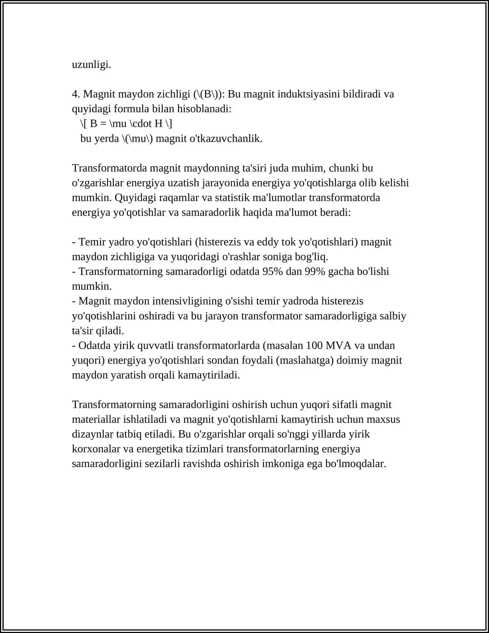SIMMETRIK YUKLAMA ULANGAN TRANSFORMATORDAGI ELEKTROMAGNIT JARAYONLAR 4