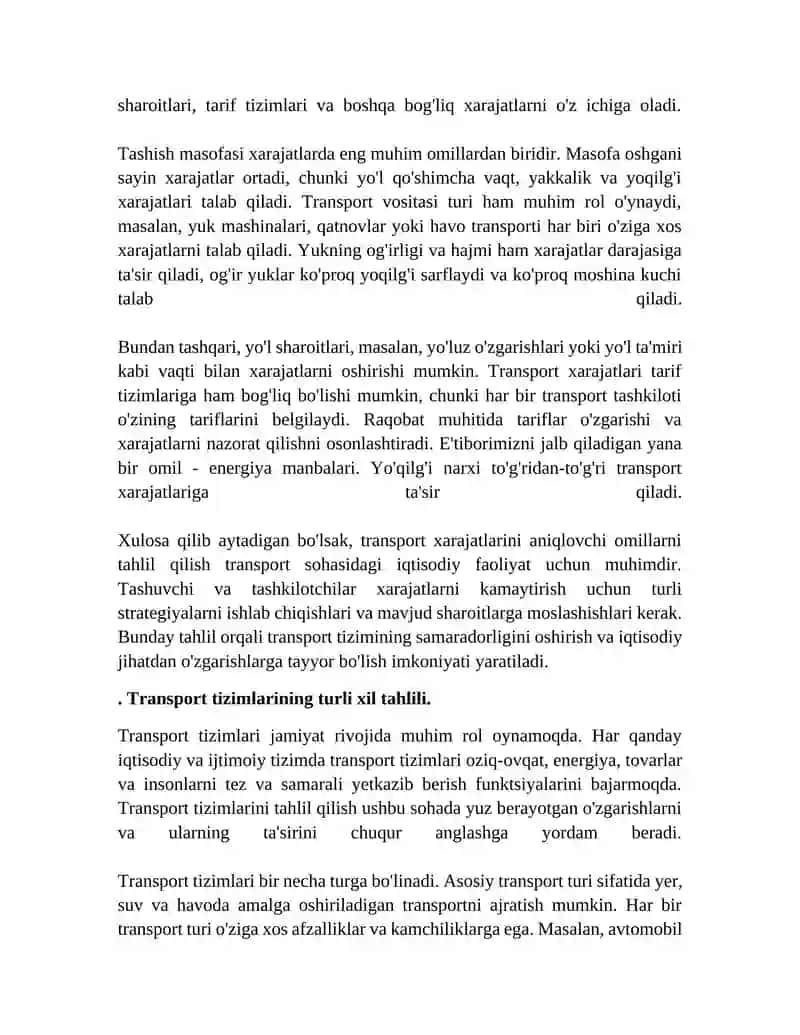 Transport xarajatlarini optimallashtirish yo‘llari 4