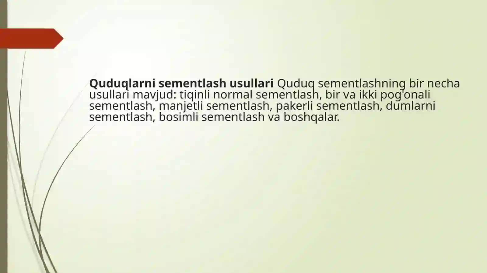 Neft va Gaz Fakulteti - Mustahkamlovchi Quvur Elementlari va Sementlash Rejasi 4