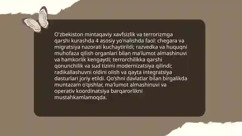 Ozbekistondagi Markaziy osiyoda tinchlik VA barqarorlikni taminlashdagi orni 4