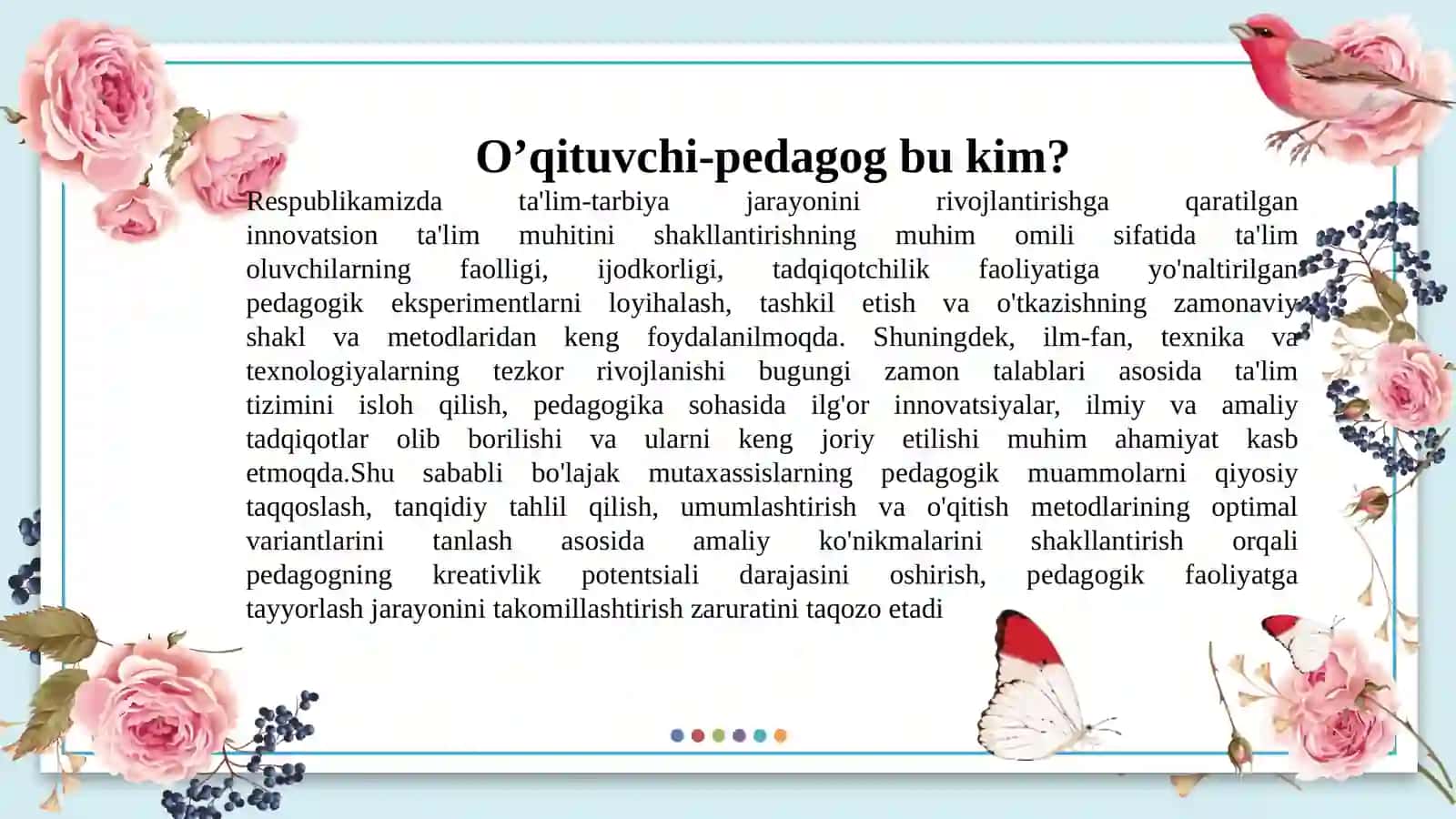Pedagogik kreativ taʼsir koʻrsatish - kommunikativ qobiliyatning asosiy usuli sifatida. Oʻqituvchining kommunikativ qobiliyatida kreativ, tanqidiy taʼsir oʻtkazish. Effekt fondlari va tizim resurslarini qoʻllash kreativ muammolarni hal qilishni oʻrganish uchun. Axborot fondi. Kreativ resurs yondashuvi, ular bilan ishlash 4