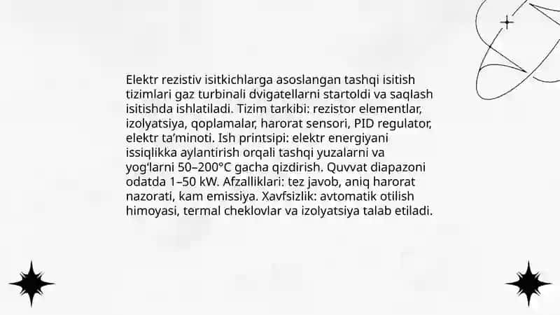 Gaz turbinali dvigatellarning tashqi isitish tizimlari 4
