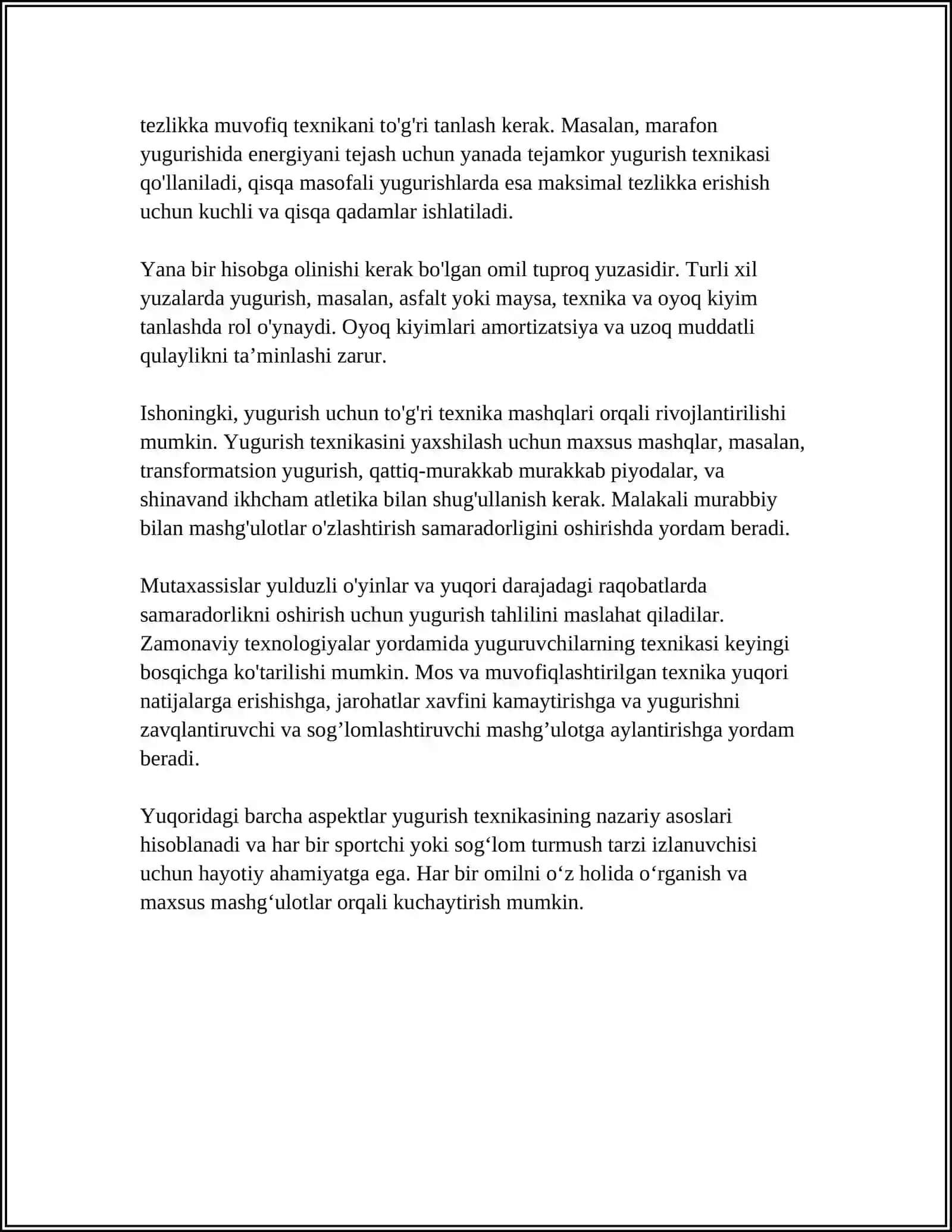 ESTAFEDALI VA G'OVLAR OSHA YUGURISH TEXNIKASI VA TAKTIKASI 4