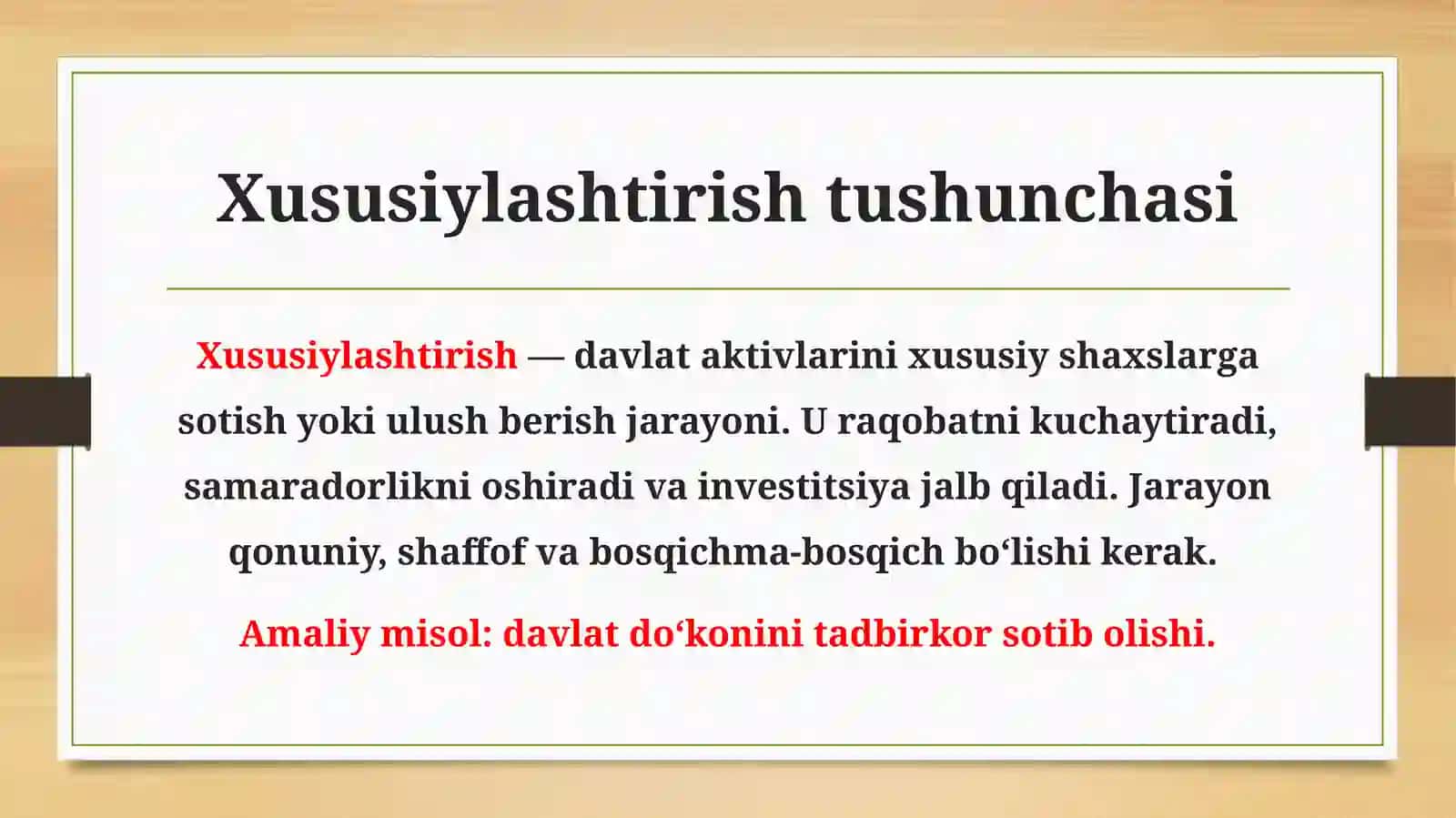 Davlat mulkini xususiylashtirish va boshqarish siyosati 4