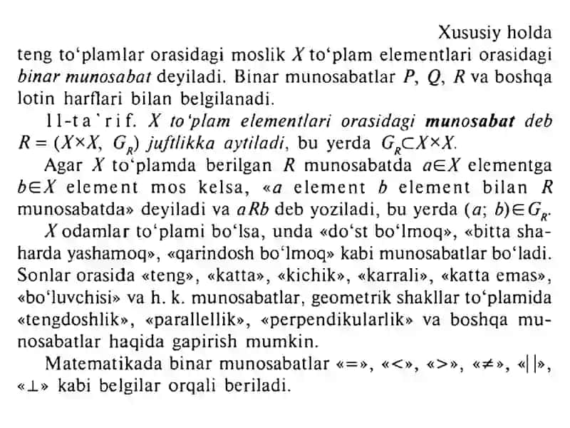 Ma’ruza: Binarmunosabatlar va ularning xossalari 4