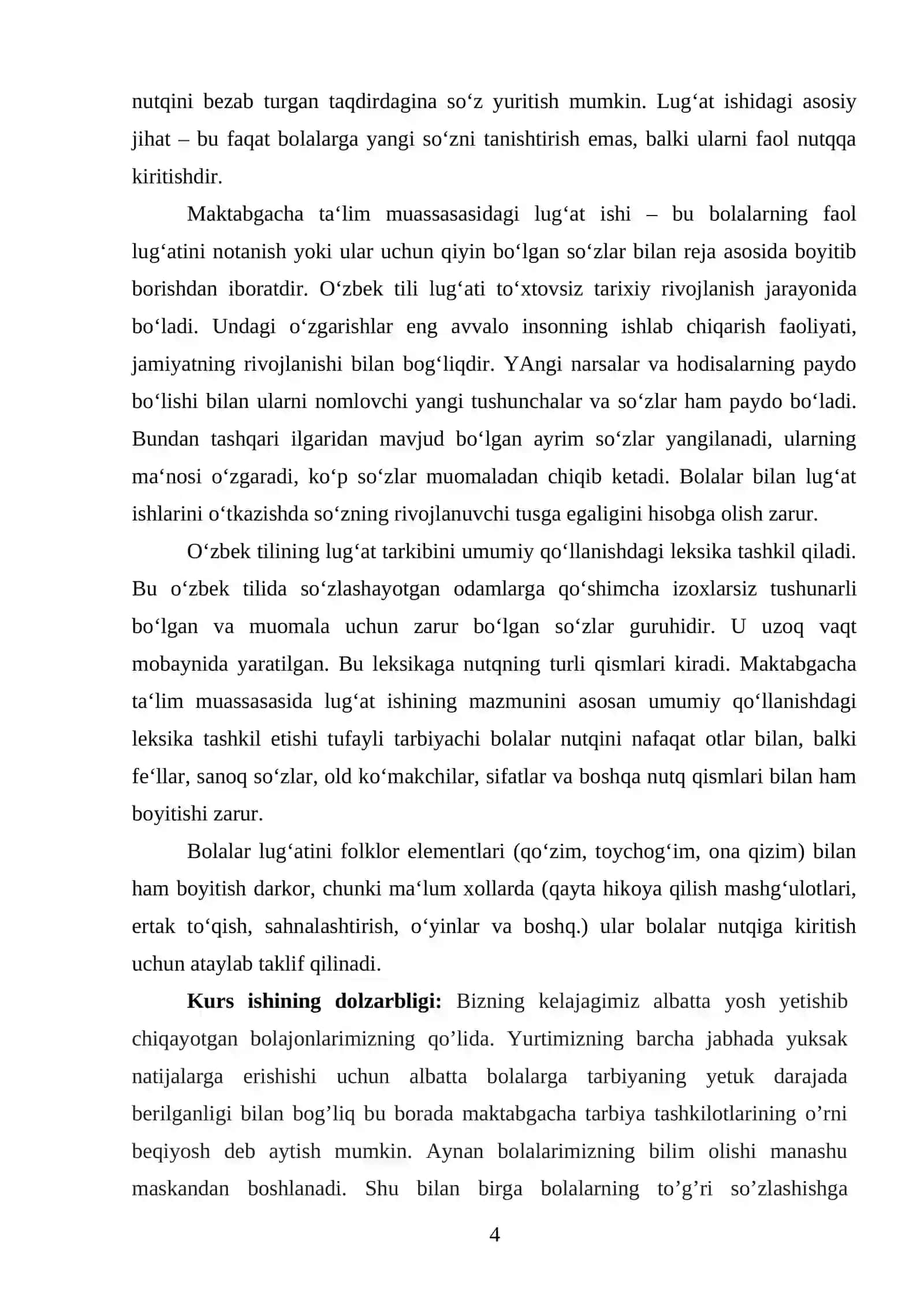Maktabgacha  yoshdagi bolalar bilan lug‘at ishini olib borishning mazmuni 4