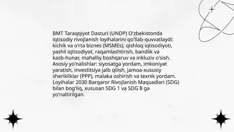 BMT bilan hamkorlik: tinchlikparvarlik va rivojlanish dasturlari 4