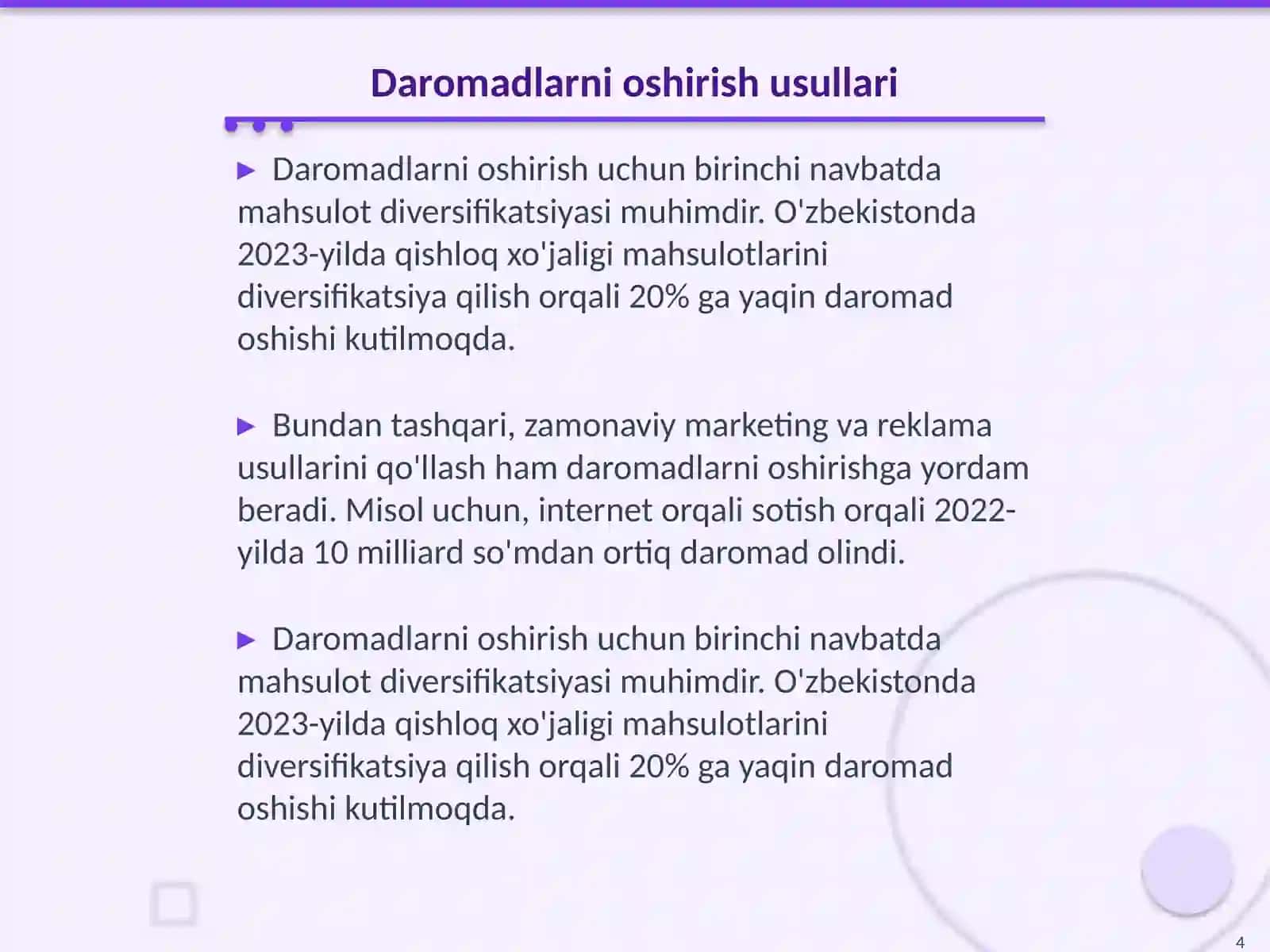 Xo'jalik Yurituvchi subektlarning xarajatlari foydasi va rentabelligi 4