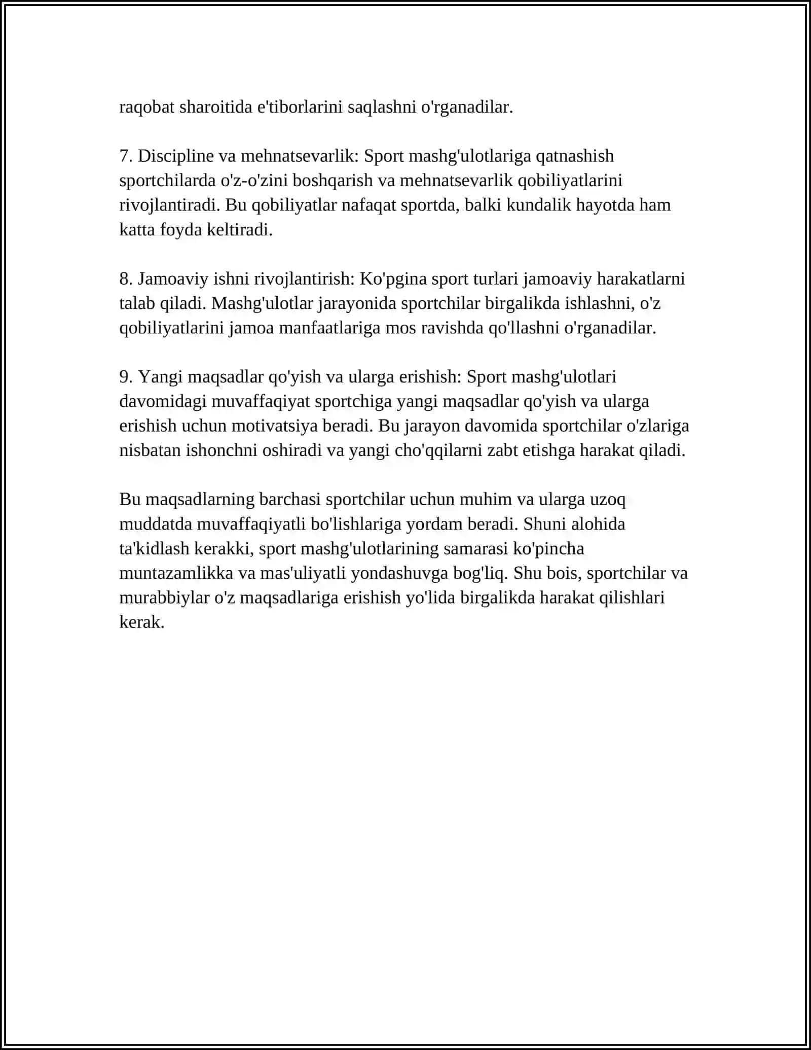 SPORT MASHG'ULOTI, VAZIFALARI, VOSITALARI VA ASOSIY TAMOYILLARI 4