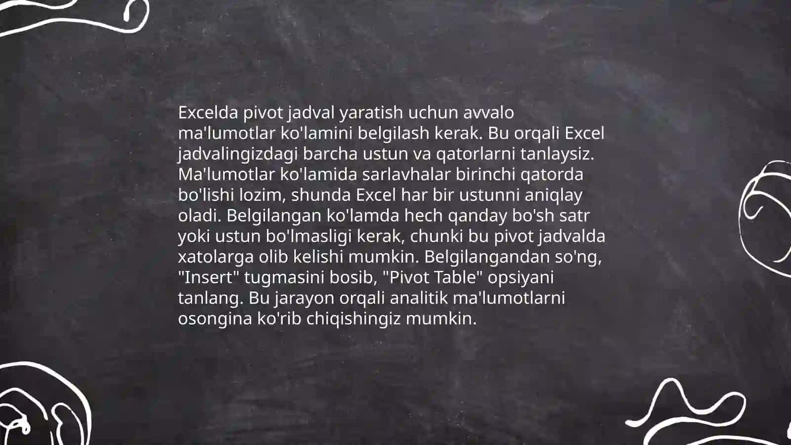 Pivot jadvalini yaratish va taxrirlash 4