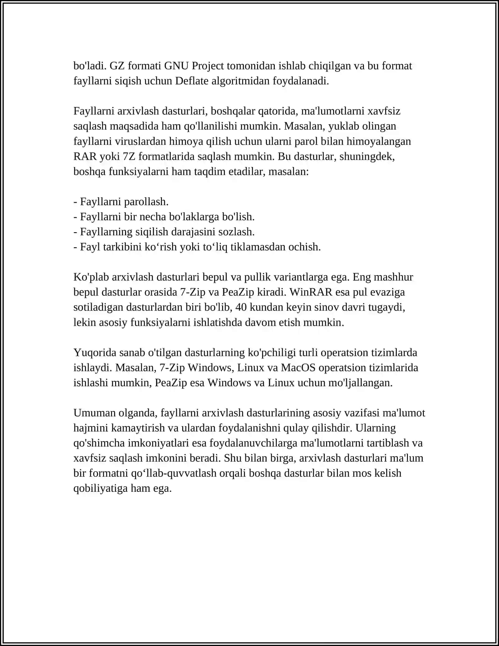 Fayllarni arxivlash va arxiv fayllarni ochish 4