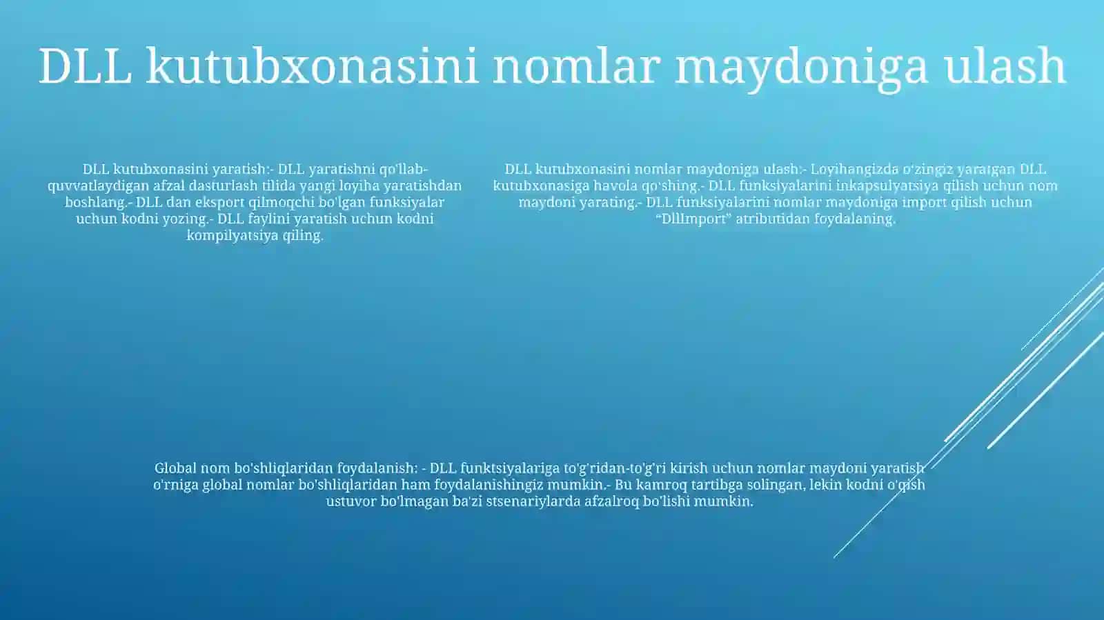 Nomlar Fazosidan Foydalanish. Dll Kutubxona Yaratish Va BogʻLash 4