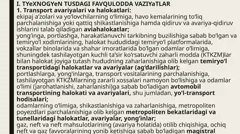 Tabiiy, texnogen, ekologik va ijtimoiy tusdagi favqulotda vaziyatlarda hayot faoliyati havfsizligi va fuqaro muhofazasi 4