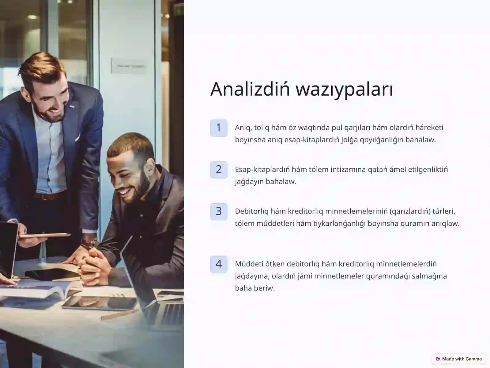 Debitorlıq hám kreditorlıq qarızlardıń analizi 4