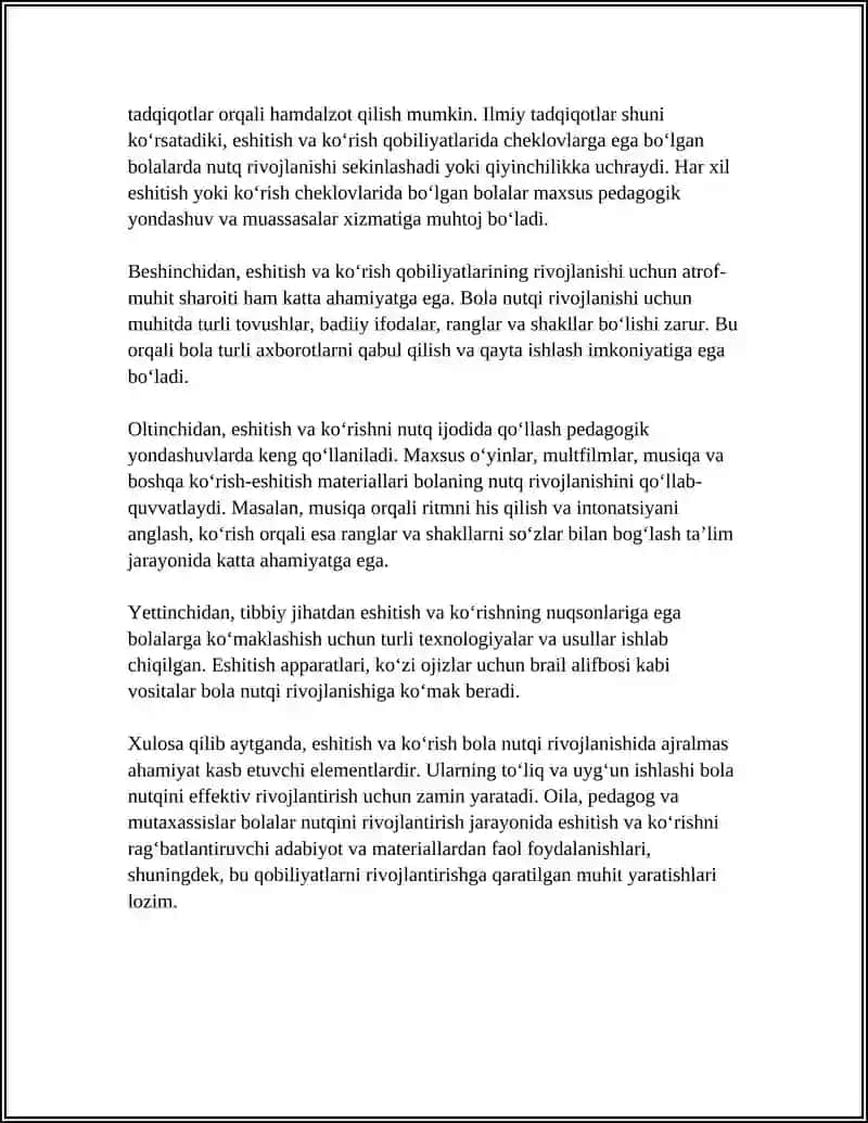 BOLA NUTQINI RIVOJLANISHIDA ESHITISH VA KO'RSHINING O'RNI 4