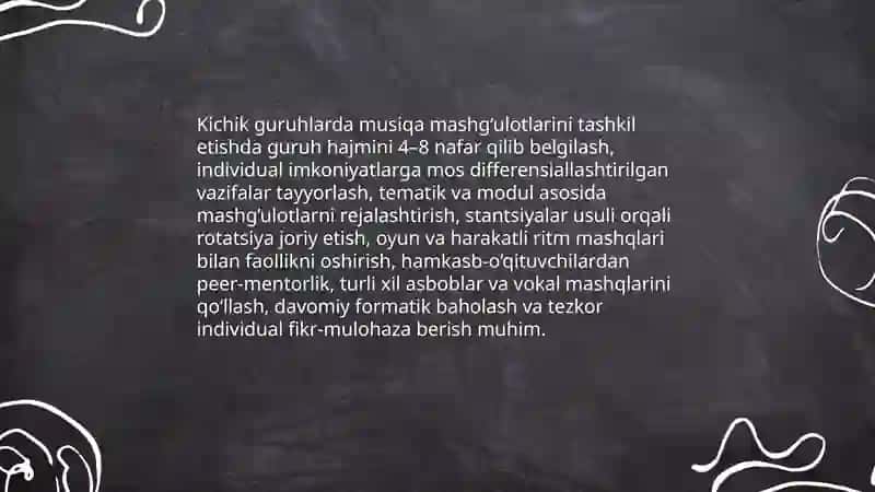 MTTda musiqiy ta’lim berish metodikasi bo’yicha ishlarni tashkil etish 4