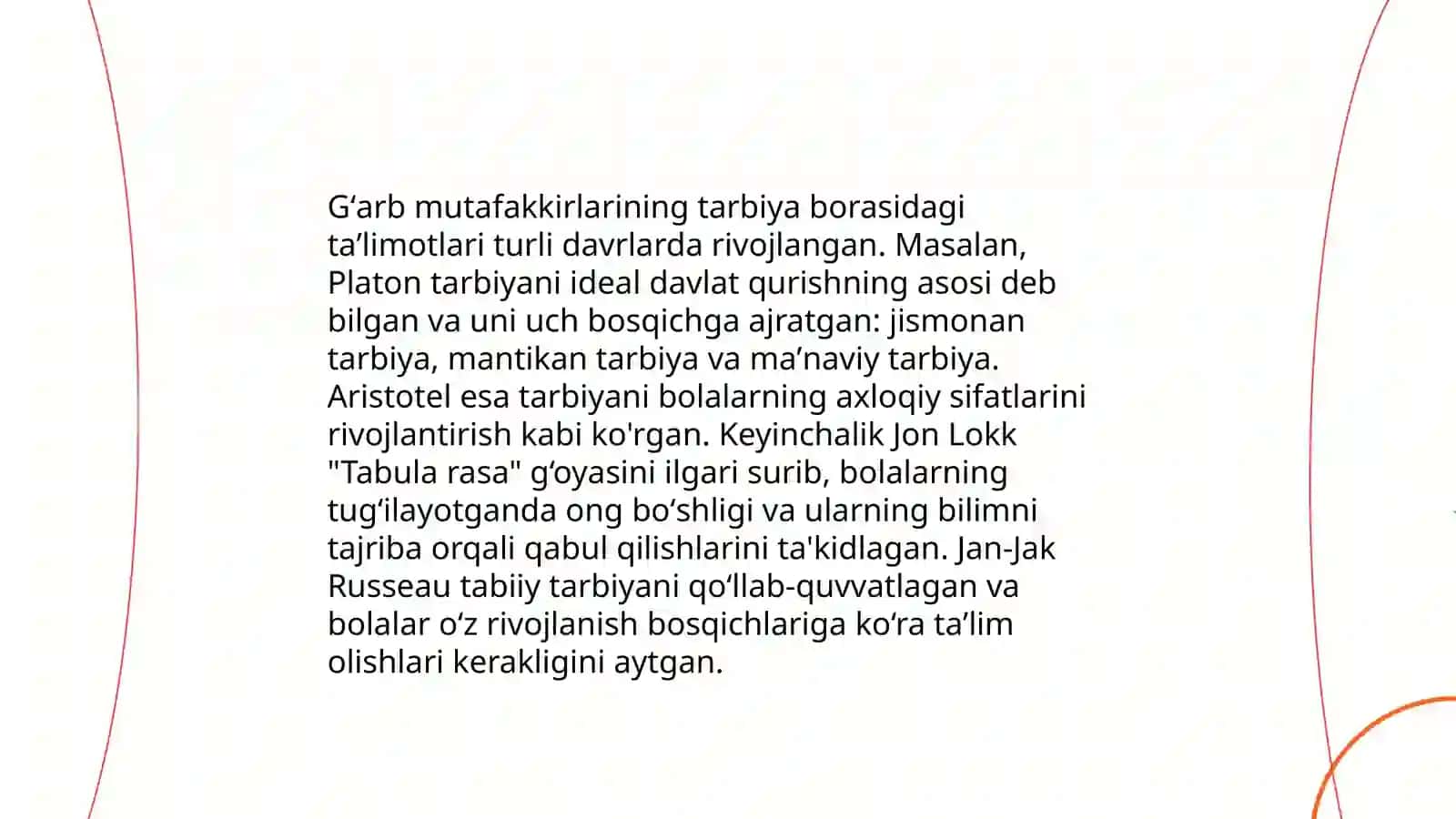 Sharq va gʻarb mutafakkirlari farzand tarbiyasi haqidagi taʼlimotlar 4