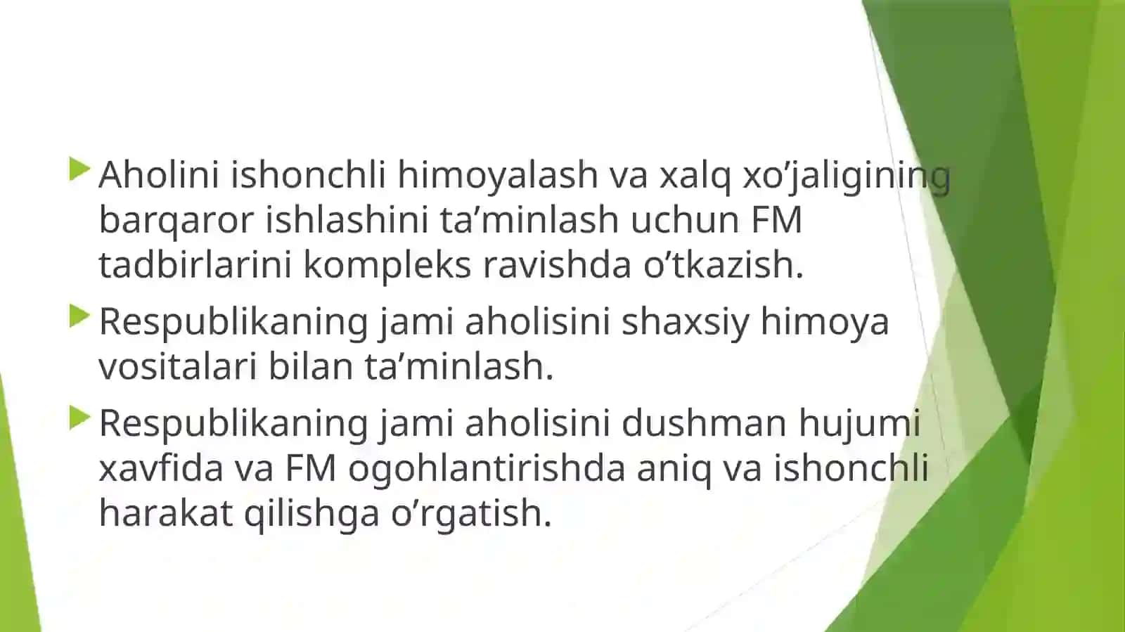 FАVQULОTDА VАZIYATDА АHОLINI MUHОFАZА QILISH. JAMOA HIMOYA VOSITALARI. 4