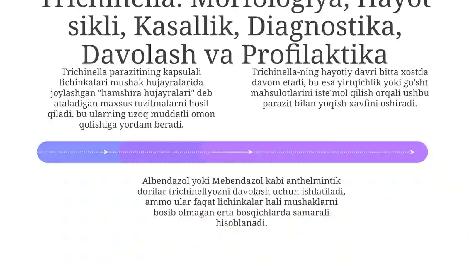 Yumaloqchuvalchanglar:trixinella,rishta,filyariyalaroilasiparazitvakillarinio'rganish 4