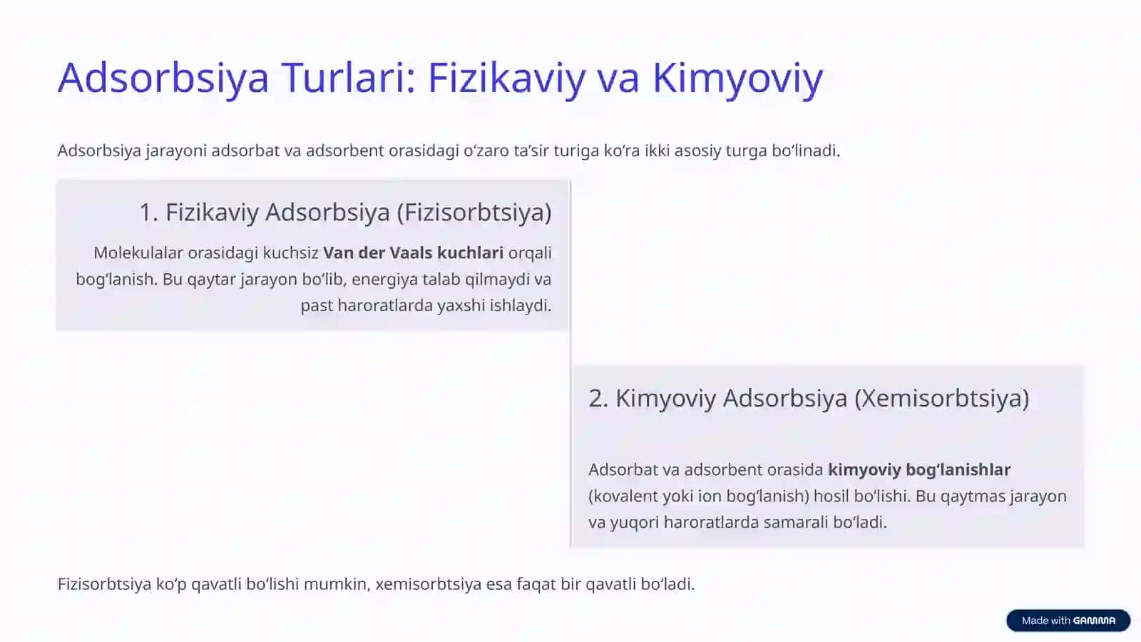 Sirt Hodisalari, Adsorbsiya va Xromatografiya 4