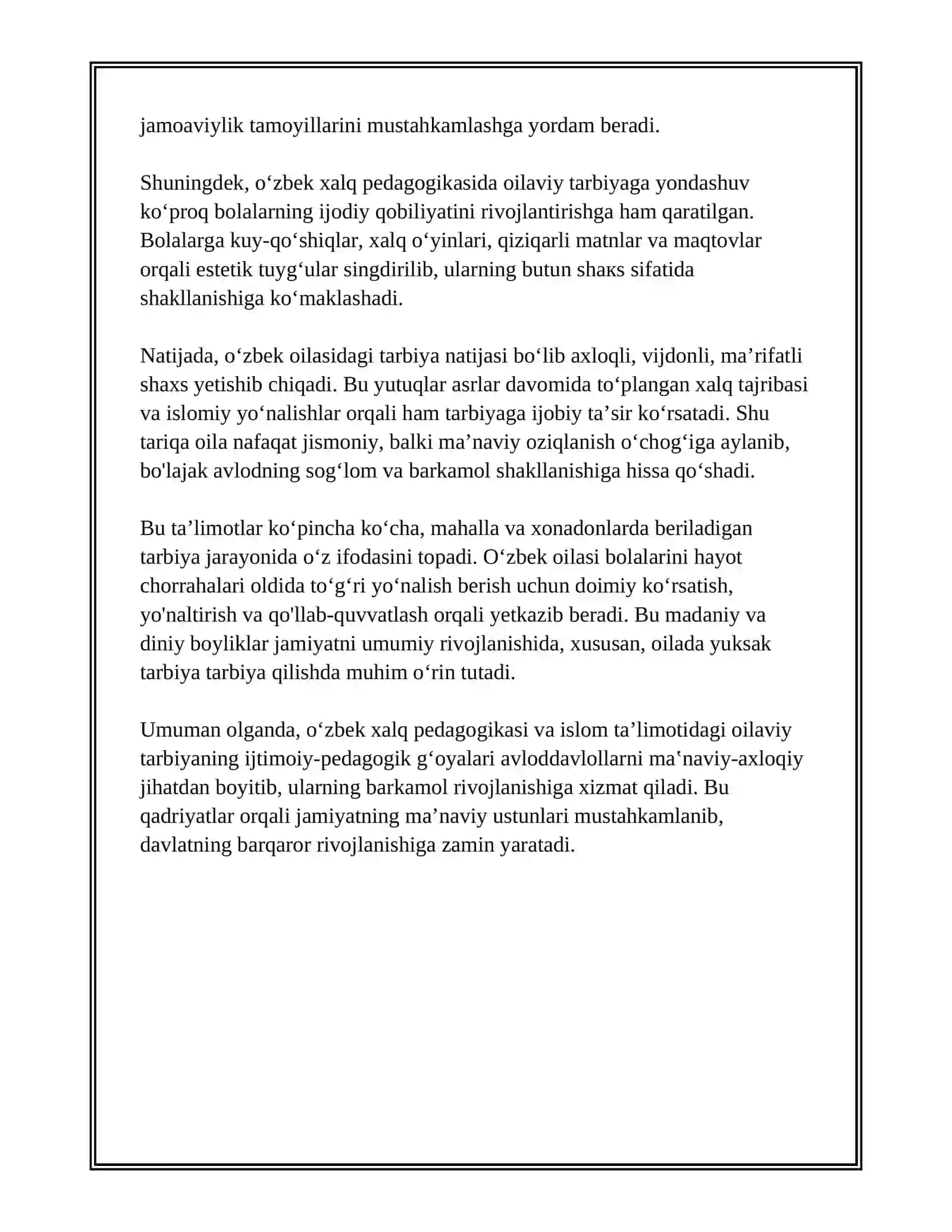 OʻZBEK XALQ PEDAGOGIKASI VA ISLOM TALIMOTIDA IJTIMOIY-PEDAGOGIK GʻOYALAR 4