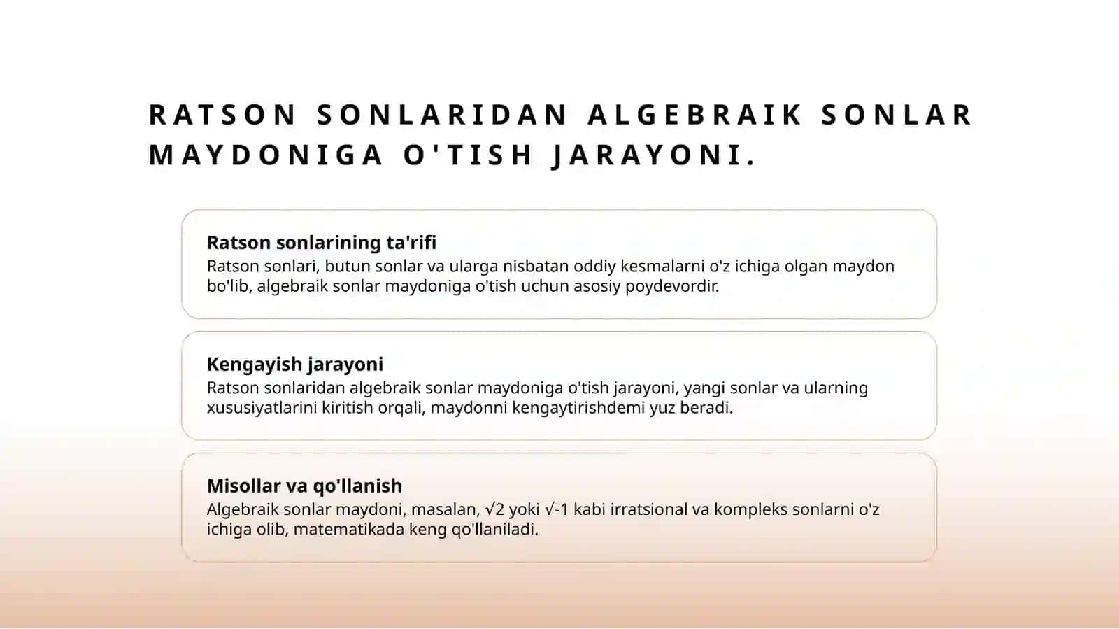 Algebraik sonlar maydoni 4
