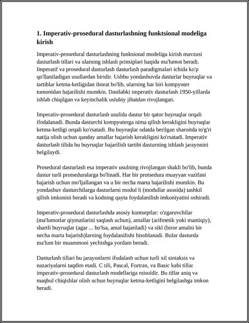 Imperativ – Prosedurali Dasturlashning Funktsional Modeli 4