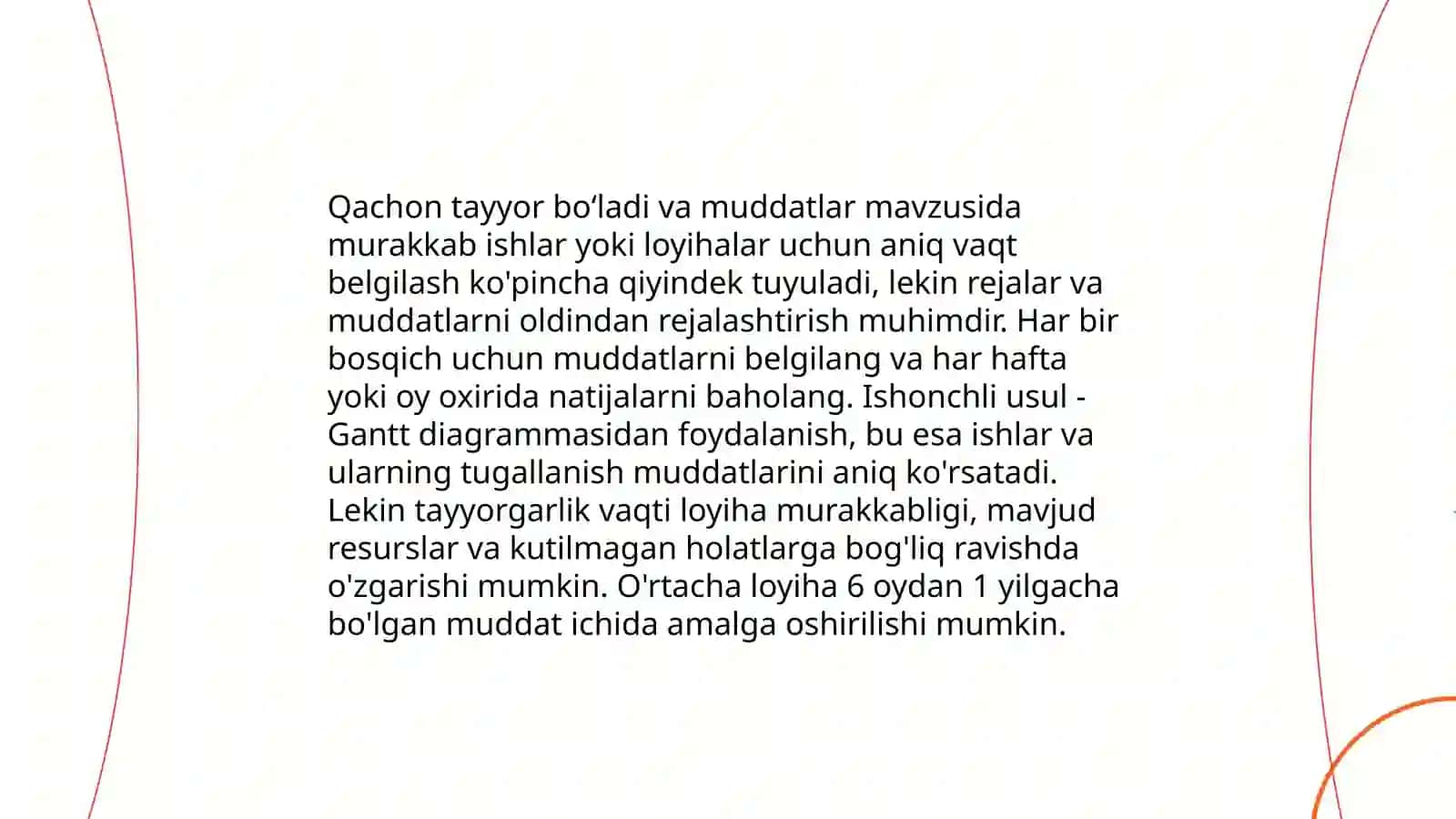Qachon tayyor boʻladi va rejalashtirish 4