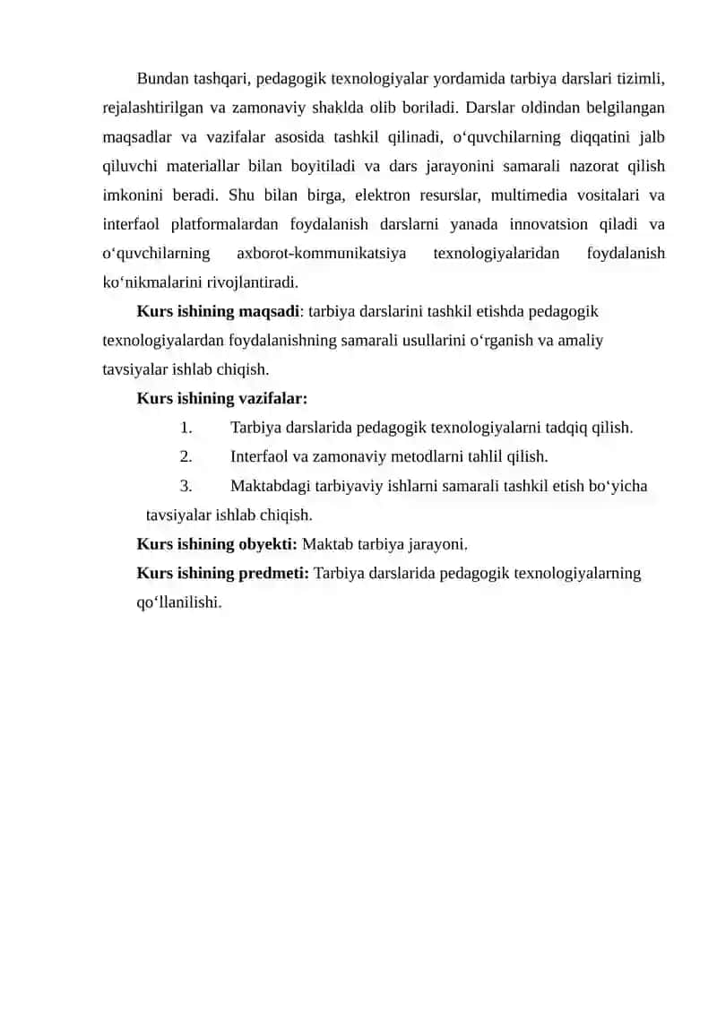 TARBIYA FANINI OʻQITISHDA PEDAGOGIK TEXNOLOGIYALARIDAN FOYDALANISH 4