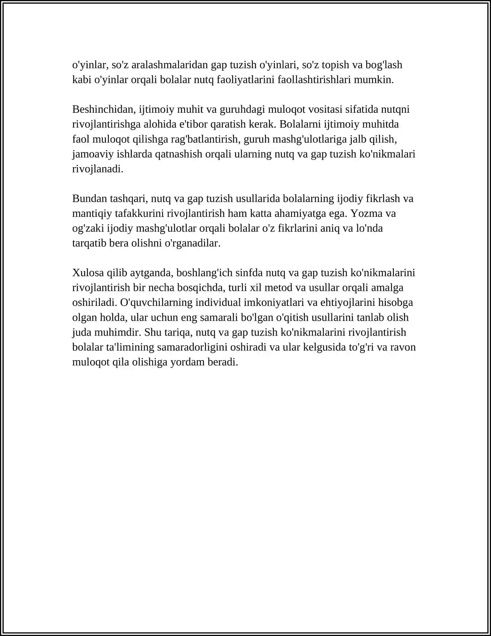 BOSHLANĜICH SINFDA GAP USTIDA ISHLASHNIG IZCHILIGI 4