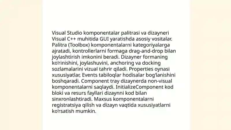 Visual C++ muhitida komponentalar bilan ishlash 4