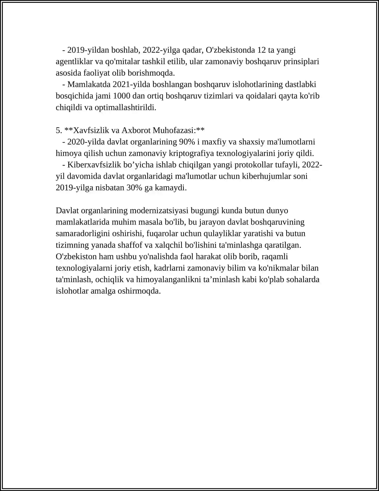MUSTAQILLIK YILLARIDA DAVLAT BOSHQARUVI TIZIMIDA AMALGA OSHIRILGAN ISLOHOTLAR 4