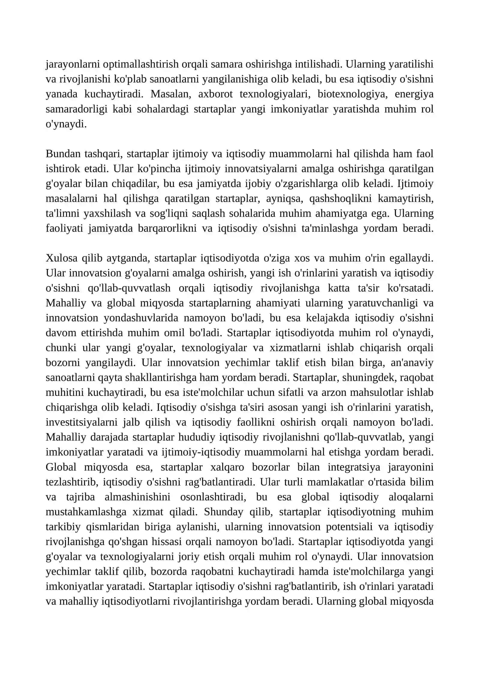 Startaplar va ularning iqtisodiyotdagi roli 4
