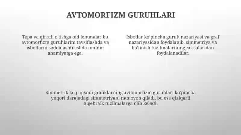 Simmetrik Ko'p Qismli Graflarda Ilg'or Isbot Texnikalari 4
