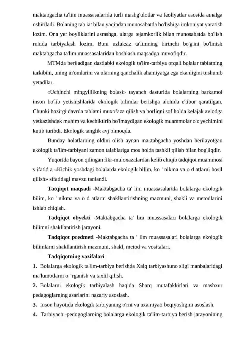 MAKTABGACHA YOSHDAGI BOLALARGA EKALOGIK TARBIYA BERISHDA OILANING ÖRNI 4