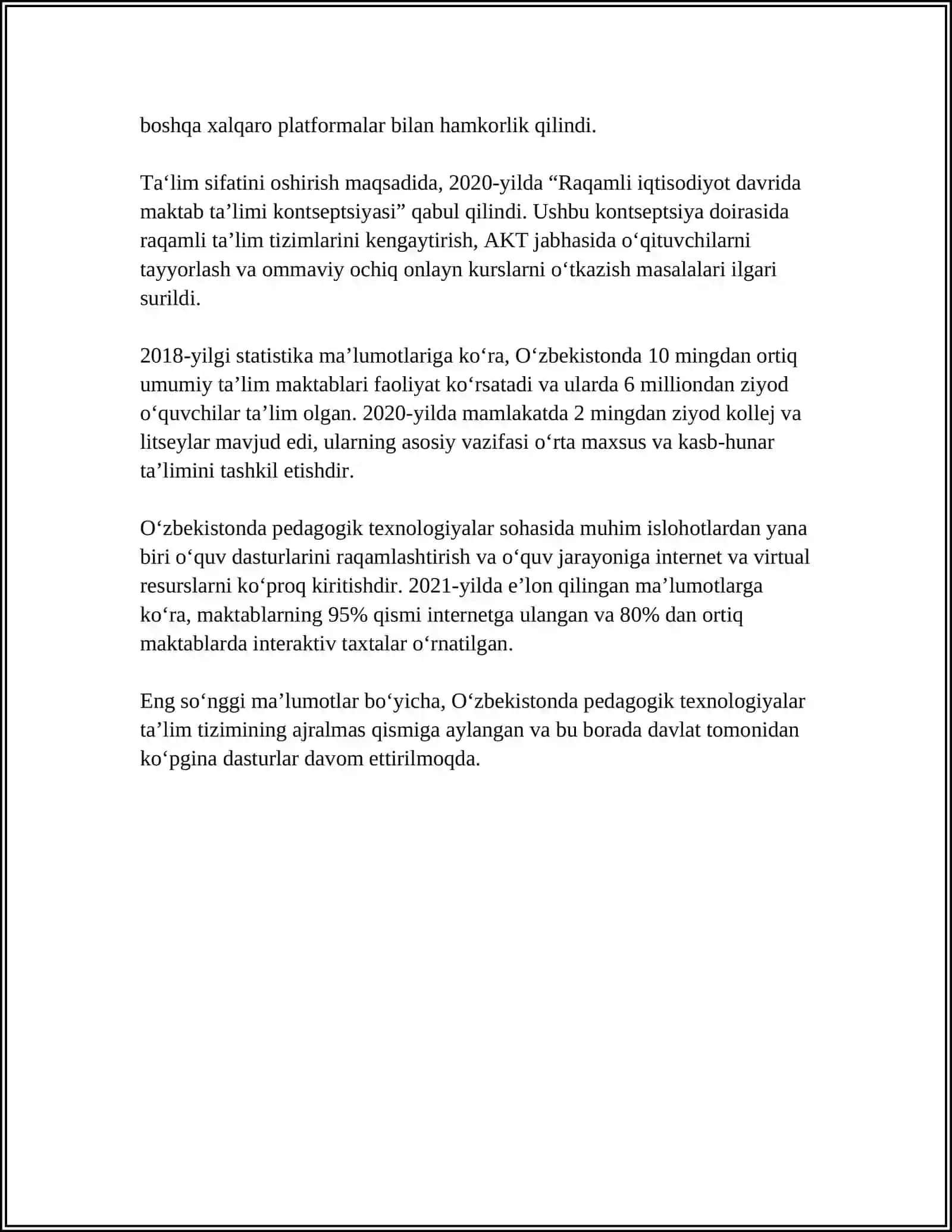 O'ZBEKISTONDA PEDAGOGIK TEXNOLOGIYALAR RIVOJLANISHI 4