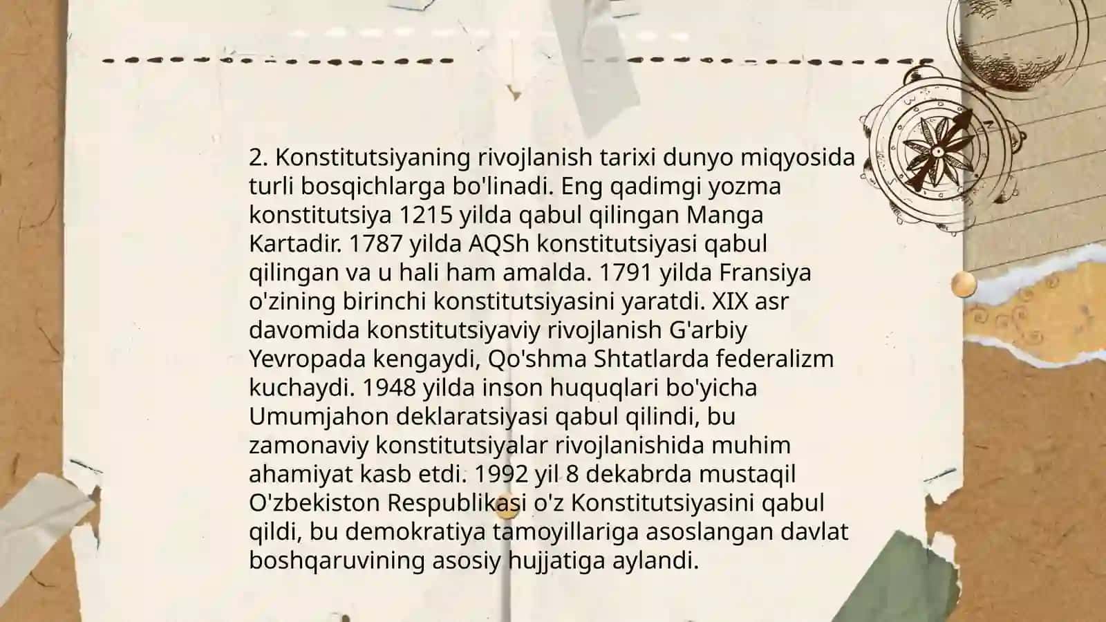 Konstitutsiya va davlat,konstitutsiyalarning turlari 4