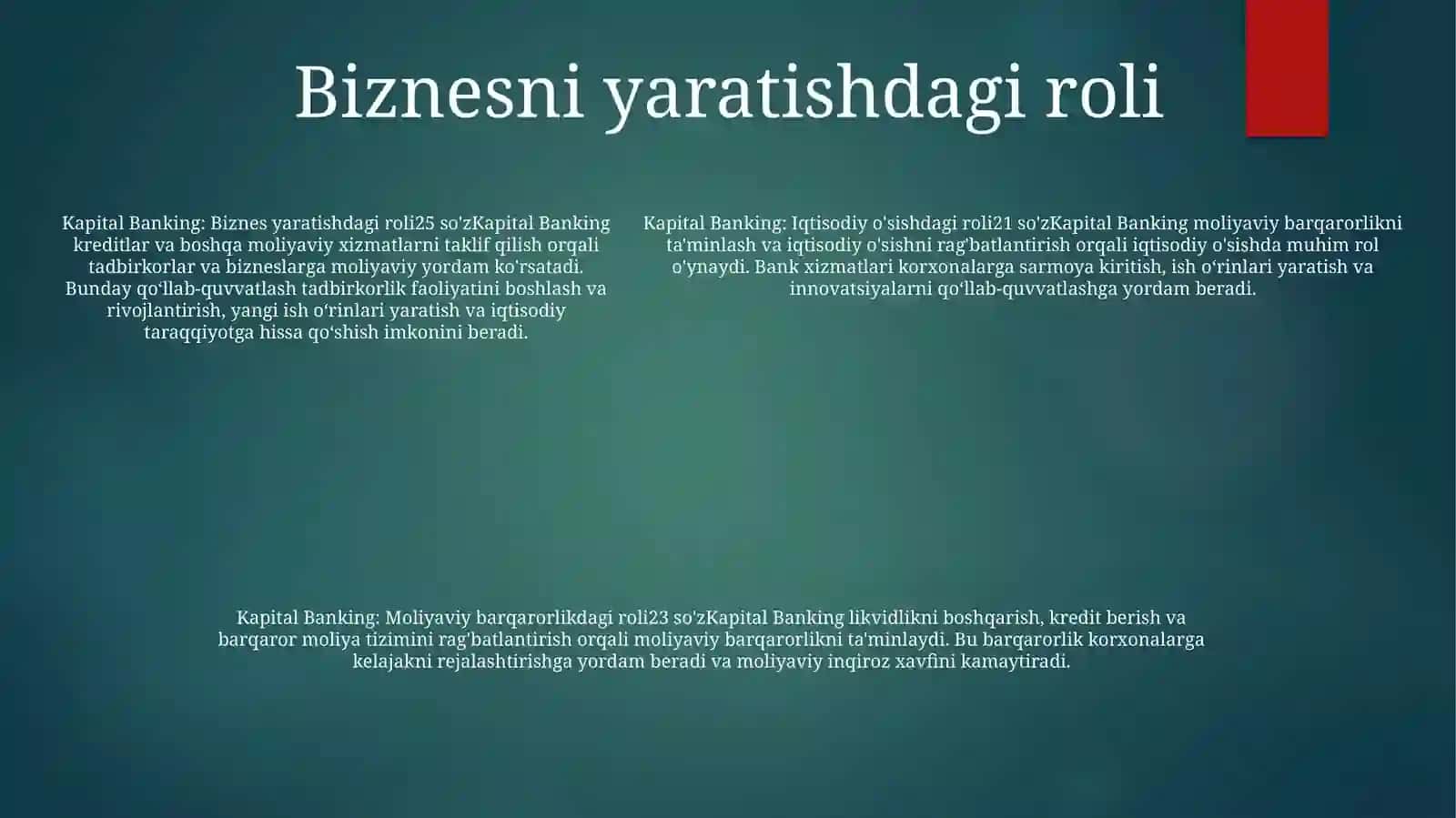Kapital Banking Iqtisodiyotda Tutgan Órni 4
