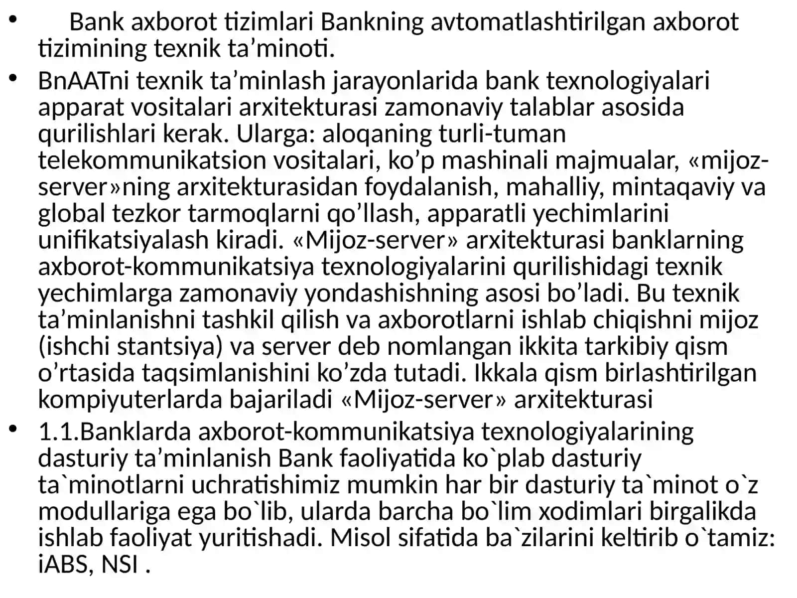 Banklarda axborot tizimlarining dasturiy ta'minlashi 4